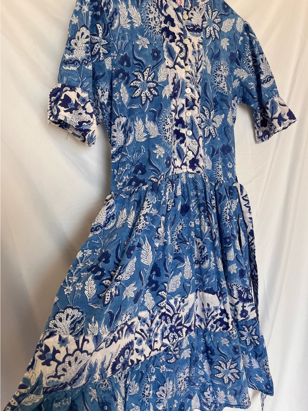 Indian Block Print Button-Front Mini Dress by Mod’s Mahal - Picture 7 of 11